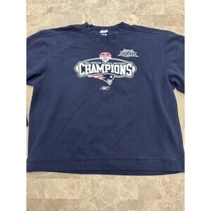 Vintage NFL New England Patriots Sweatshirt Large Blue 2004 AFC Champions
